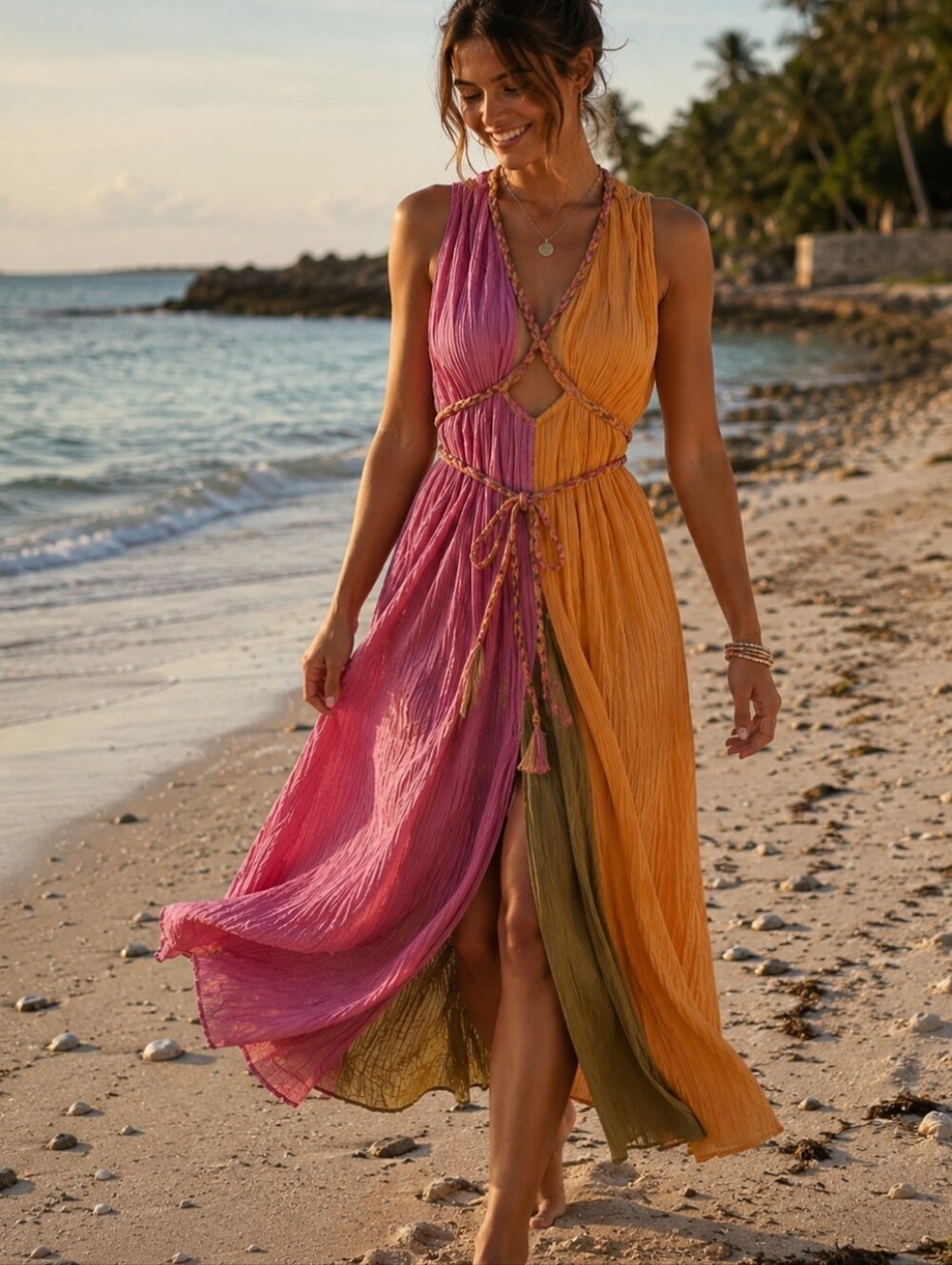 NWT Anthropologie Color Block Gauze Maxi Dress